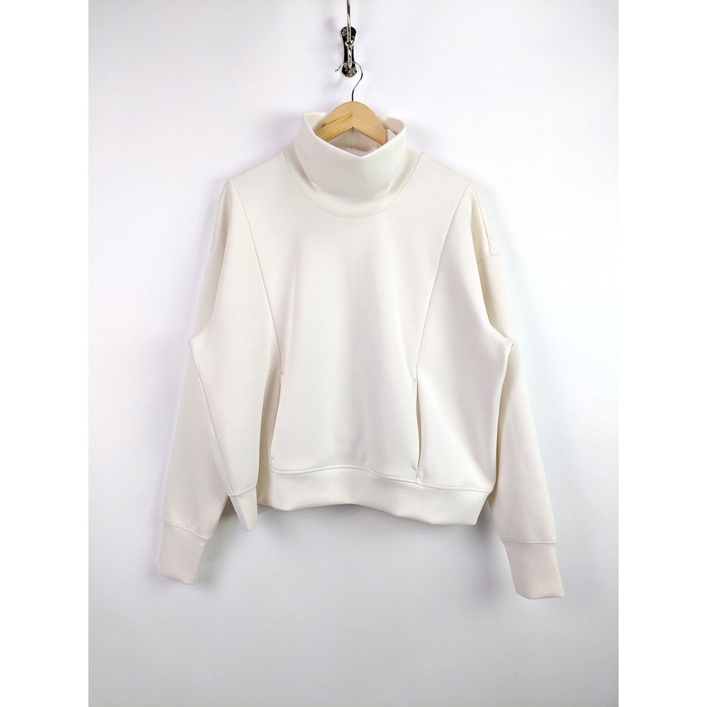 Zella Womens Ultracozy Funnel Neck Top Sweatshirt Ivory Egret Size XL